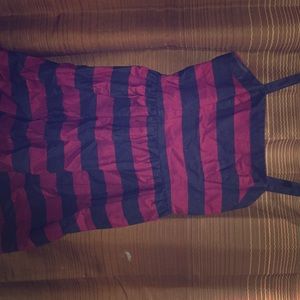 Maroon and navy blue striped dress